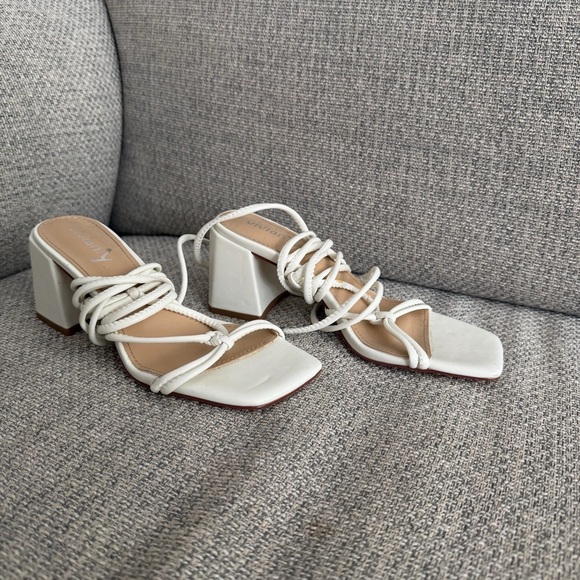 None Shoes - White Lace Up Heels